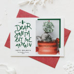Green Dear Santa Laat me de foto van Baby uitlegge Feestdagenkaart<br><div class="desc">Lieve kerstman, laat het me uitleggen. Verstuur vakantiebezoekers met deze leuke en feestelijke feestelijke flatkaart. Het bevat een met de hand geschreven offerte en een eenvoudige typografie. Personaliseer door een groet, namen, foto en andere details toe te voegen. Deze feestelijke fotokaart is ideaal voor baby-vakantiekaarten en betaalkaarten voor honden. Beschikbaar...</div>