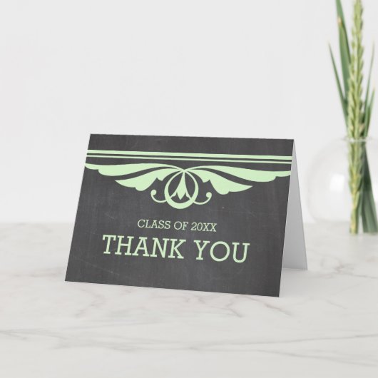 Green Deco Chalkboard Afstuderen Hartelijk dank Bedankkaart (Voorkant)
