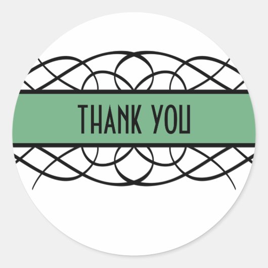 Green Deco Flourish Dank u Stickers (Voorkant)