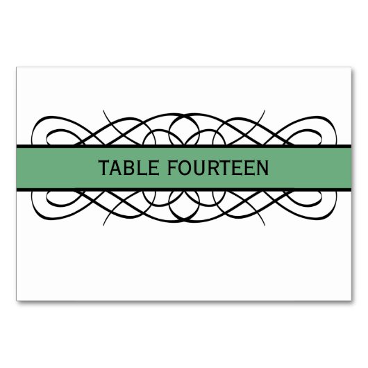 Green Deco Flourish Table Kaart (Voorkant)