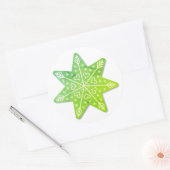 Green Decorated kerstStar-Sticker Ronde Sticker (Envelop)
