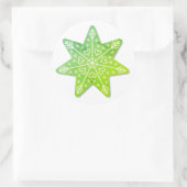 Green Decorated kerstStar-Sticker Ronde Sticker (Tas)
