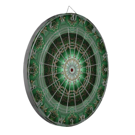 Green Decorative Floral Dartboard Dartbord (Voorkant Links)