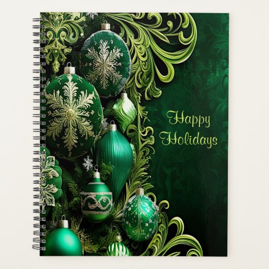 Green Decorative Ornaments Holiday Planner (Voorkant)