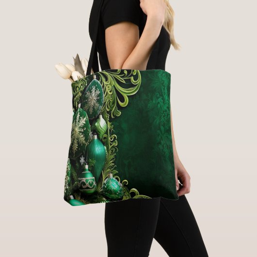 Green Decorative Ornaments Holiday Tote Bag (Dichtbij)