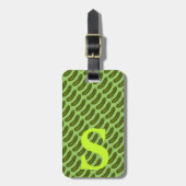 Green Deli Dill Pickle Monogram Gepersonaliseerd Bagagelabel (Voorkant verticaal)