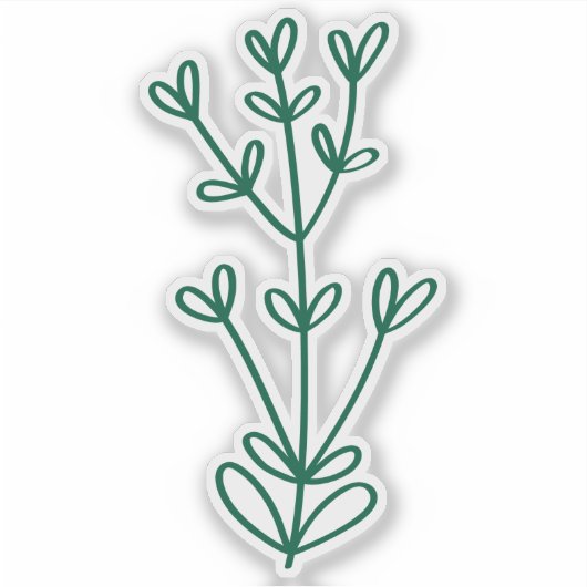 Green Delicate Botanical Transparent Custom Cut Sticker (Voorkant)