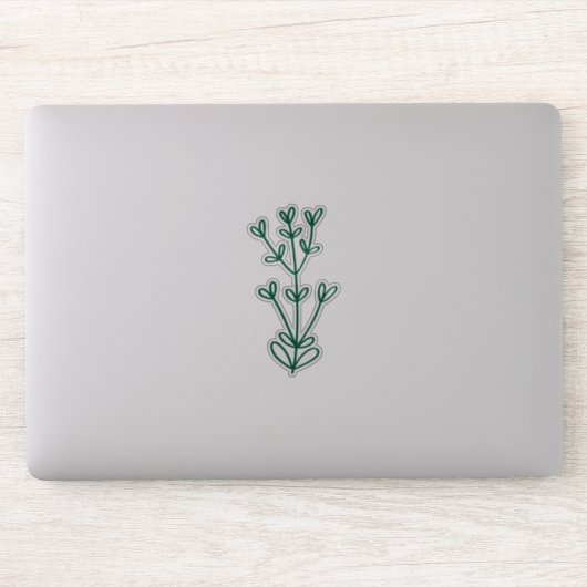 Green Delicate Botanical Transparent Custom Cut Sticker (Computer)