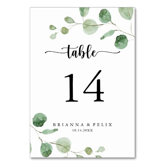 Green Delight Eucalyptus Calligraphy Wedding Kaart (Voorkant)