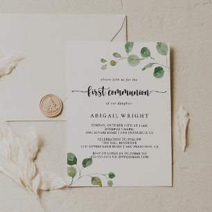 Green Delight Eucalyptus Eerste Communie Kaart