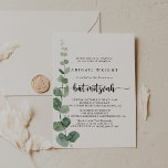 Green Delight Eucalyptus Kalligrafie Bat Mitzvah Kaart<br><div class="desc">Deze groene verrukking eucalyptus kalligrafie vleermuis mitswa uitnodiging is perfect voor een eenvoudige vleermuis mitswa. Het ontwerp is voorzien van waterverf handgetekende eucalyptustakken en -bladeren.</div>