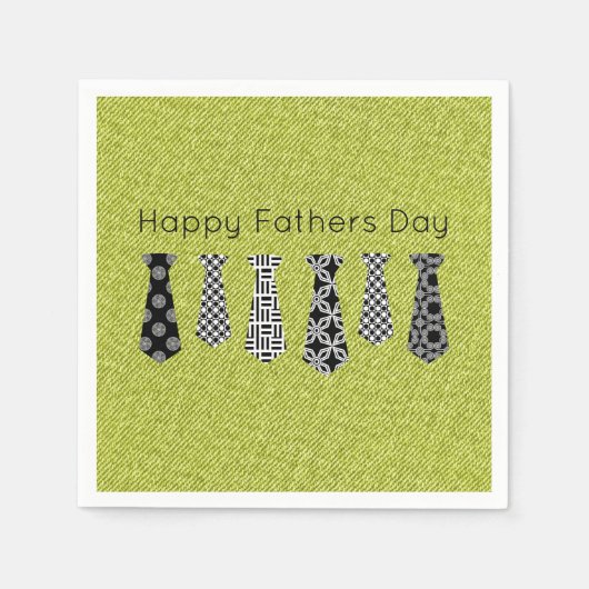 Green Denim Black Stropdassen Happy Fathers Day Servet (Voorkant)
