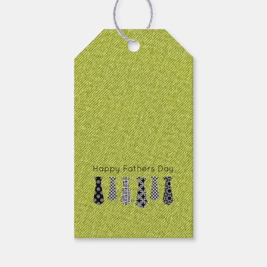 Green Denim BlackWhite Stropdassen Happy Fathers D Cadeaulabel (Voorkant)