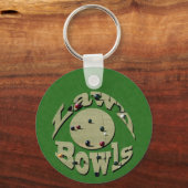 Green Denim Lawn Bowls, Keyring Sleutelhanger (Voorkant)