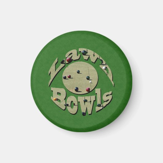 Green Denim Lawn Bowls, Magnet (Voorkant)