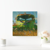 Green Derelict Boerderij Truck Wall Clock Vierkante Klok (Huis)