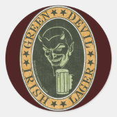 Green Devil Lager Ronde Sticker (Voorkant)