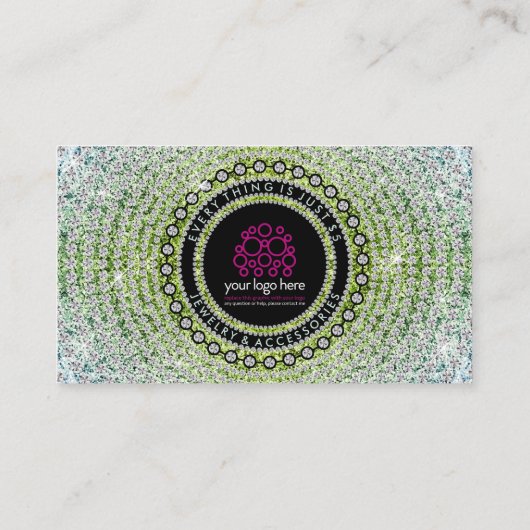 Green Diamond Bling Luxury Jewelry Visitekaartje (Achterkant)