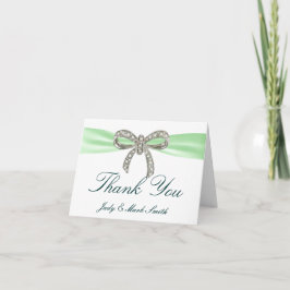 Green Diamond Bow Wedding Hartelijk dank Bedankkaart