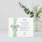 Green Diamond Bow Wedding Maid of Honor Kaart (Staand voorkant)