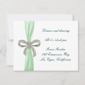 Green Diamond Bow Wedding Reception Kaart (Voorkant)
