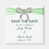 Green Diamond Bow Wedding Save the Date Magnet (Voorkant)