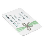 Green Diamond Bow Wedding Save the Date Magnet Magneet (Rechterzijde)