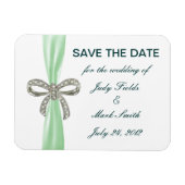 Green Diamond Bow Wedding Save the Date Magnet Magneet (Horizontaal)