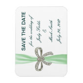 Green Diamond Bow Wedding Save the Date Magnet Magneet (Verticaal)