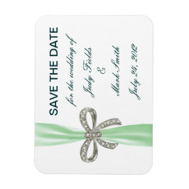 Green Diamond Bow Wedding Save the Date Magnet Magneet