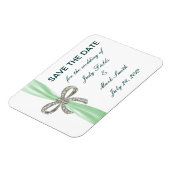 Green Diamond Bow Wedding Save the Date Magnet Magneet (Linkerzijde)