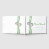 Green Diamond Hearts Wedding Guestbook Gastenboek (Volledig)
