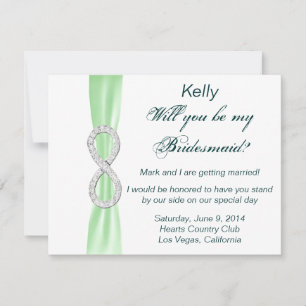 Green Diamond Infinity Wedding Bridesmaid Kaart