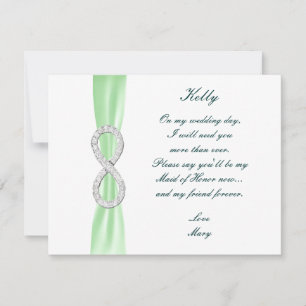 Green Diamond Infinity Wedding Maid of Honor Kaart