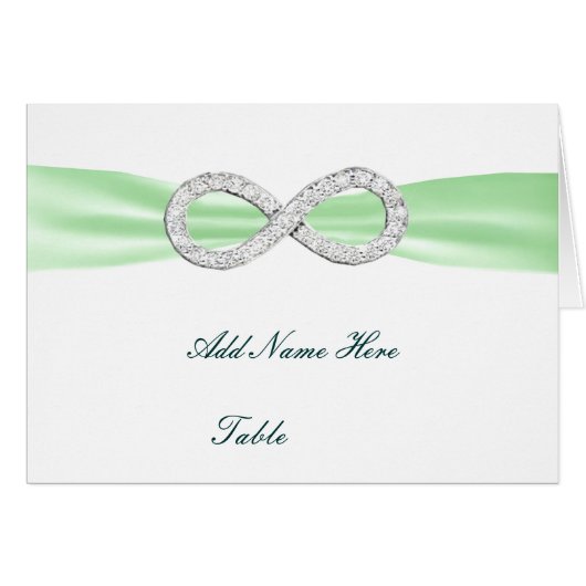 Green Diamond Infinity Wedding Table Place Card (Voorkant Horizontaal)