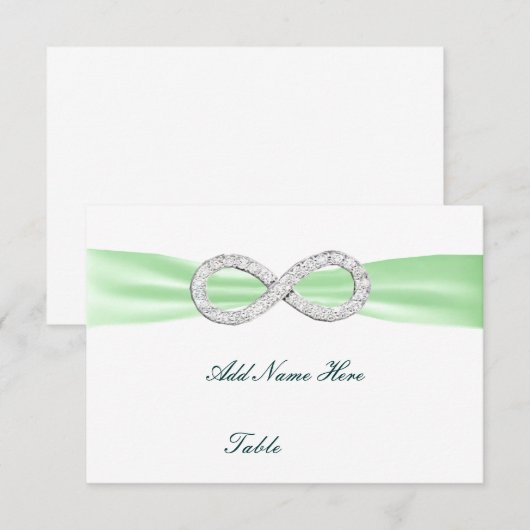 Green Diamond Infinity Wedding Table Place Card Kaart (Voorkant / Achterkant)