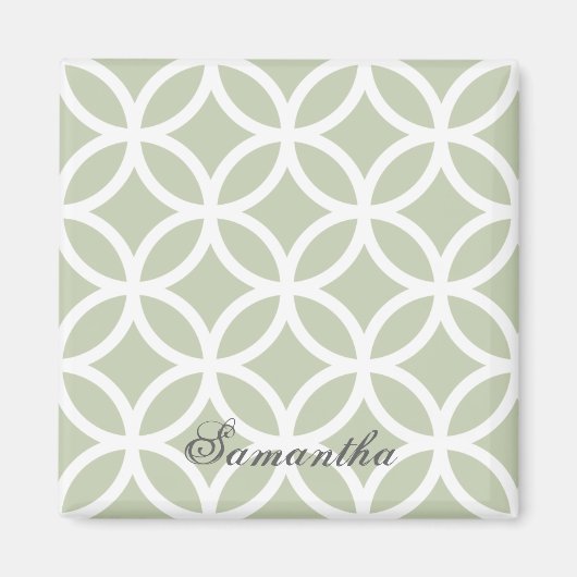 Green Diamond Pattern Personalized Magnet (Voorkant)