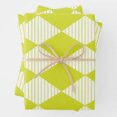 Green Diamond Stripes Pattern Inpakpapier Vel (In situ)