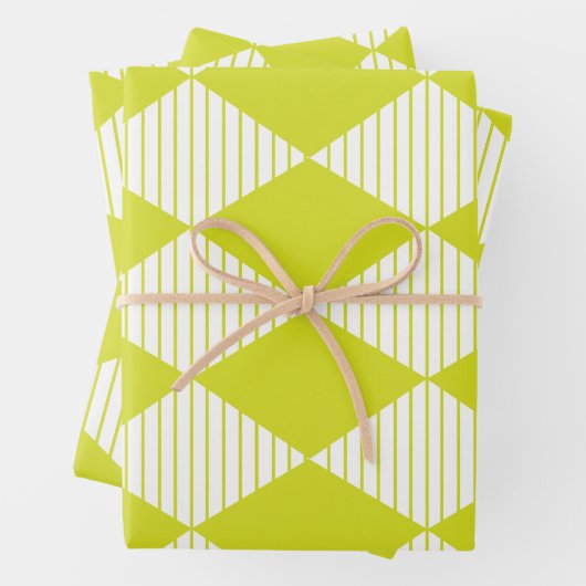 Green Diamond Stripes Pattern Inpakpapier Vel (In situ)