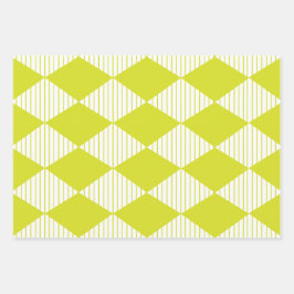 Green Diamond Stripes Pattern Inpakpapier Vel