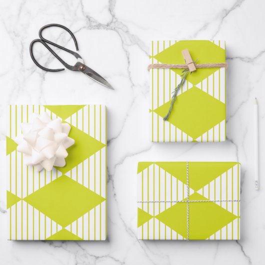 Green Diamond Stripes Pattern Inpakpapier Vel (Voorkant)