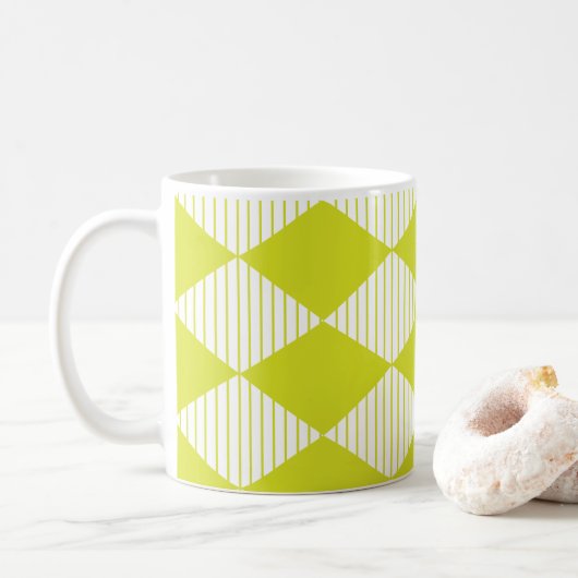 Green Diamond Stripes Pattern Koffiemok (Met donut)