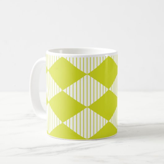 Green Diamond Stripes Pattern Koffiemok (Voorkant links)
