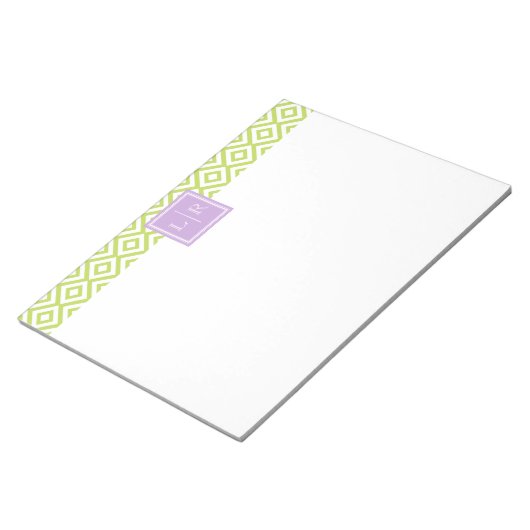 Green Diamonds Pattern en Monogram Notitieblok (Schuin)