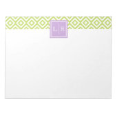 Green Diamonds Pattern en Monogram Notitieblok (Voorkant)