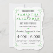 Green die Cut Bracket Art Deco Wedding Invite Kaart (Voorkant)