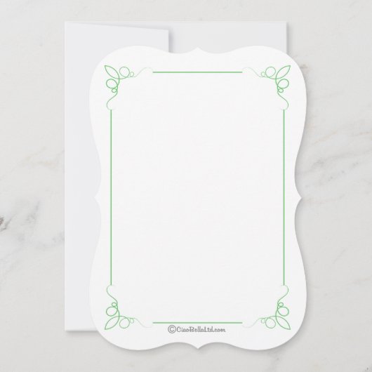 Green die Cut Bracket Art Deco Wedding Invite Kaart (Achterkant)