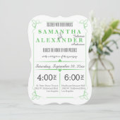 Green die Cut Bracket Art Deco Wedding Invite Kaart (Staand voorkant)