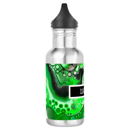 Green Digital Fluid Marble Art op maat Waterfles (Links)