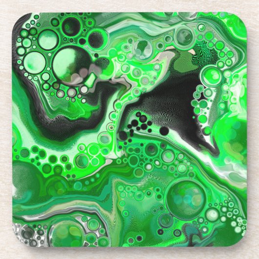 Green Digital Fluid Marmer Art Bier Onderzetter (Voorkant)